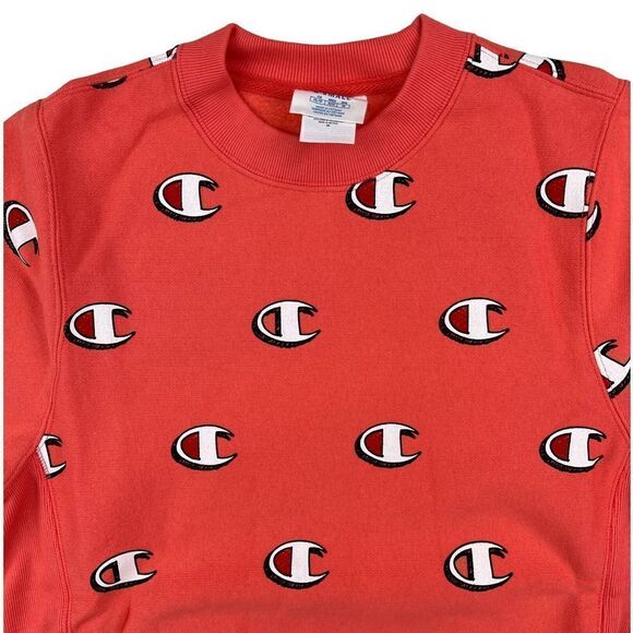 New Champion Men US XS Red Sweatshirt Casual Long Sleeve Crew Neck Pullover  - Picture 6 of 10
